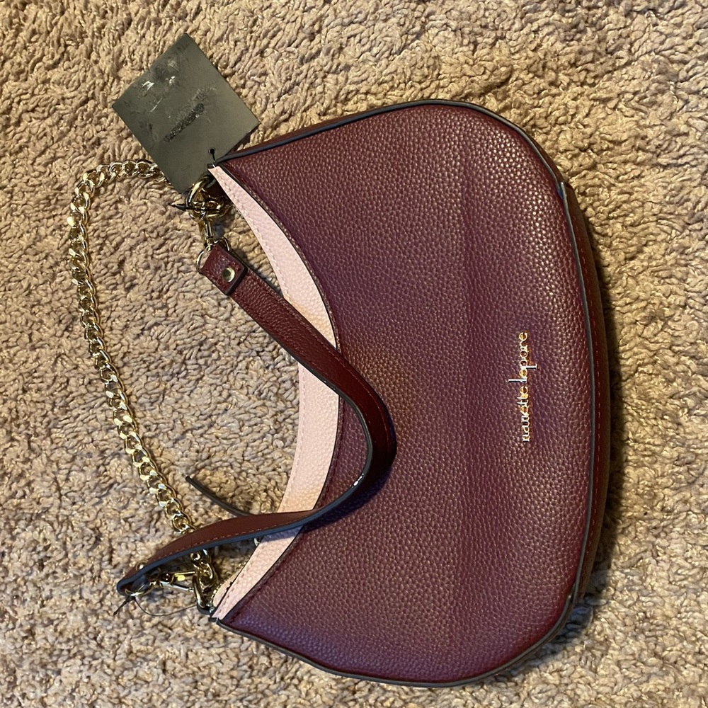 Nanette Lepore Burgundy Vegan Leather Shoulder Bag